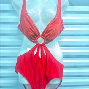 Red Cutout Swimsuit